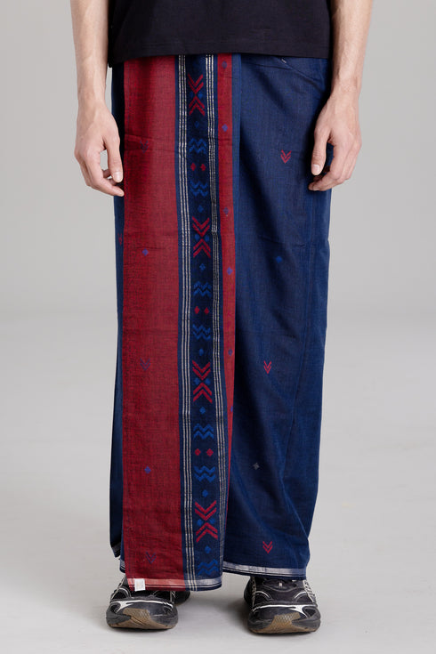 MADAKKARA Hand Woven Jamdani Light Weight Kasavu Mundu